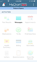 MyChart messages screen