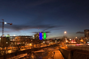Green and Blue Lights at Denver Health for National Eating Disorder Awareness Week