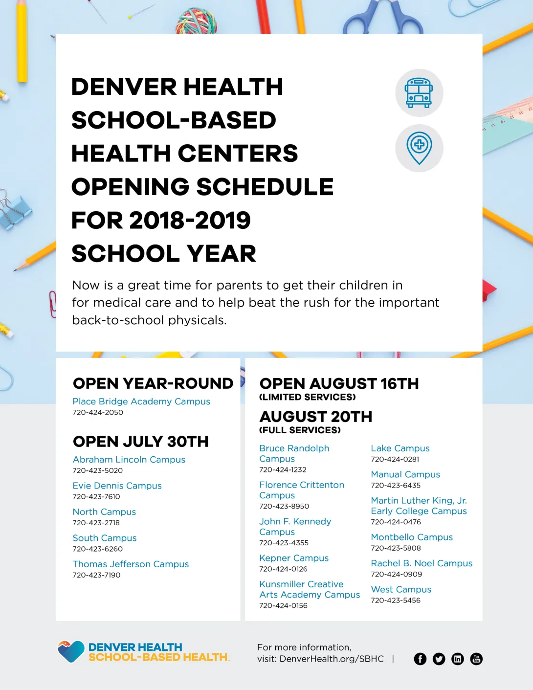 School based Health Centers Open for New School Year